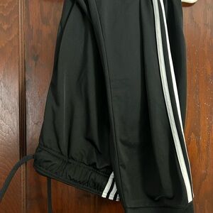 Adidas Black Track Pants with White Stripes